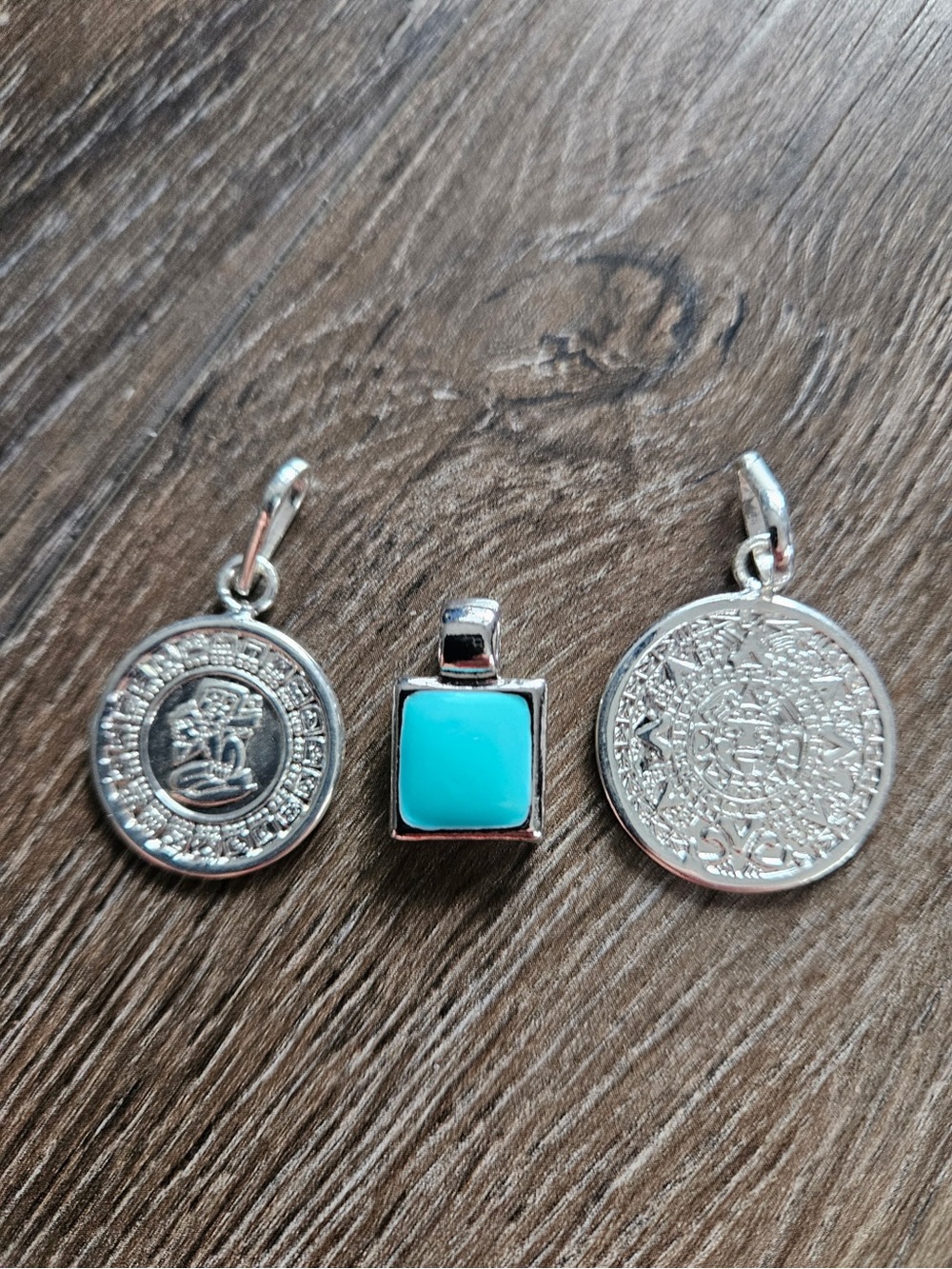 Vintage Aztec & Turquoise Silver-Tone Pendant Lot